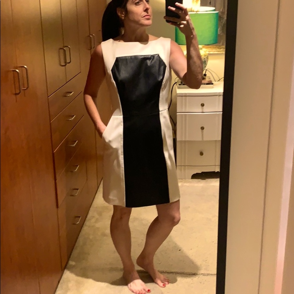 Milly white and black leather dress